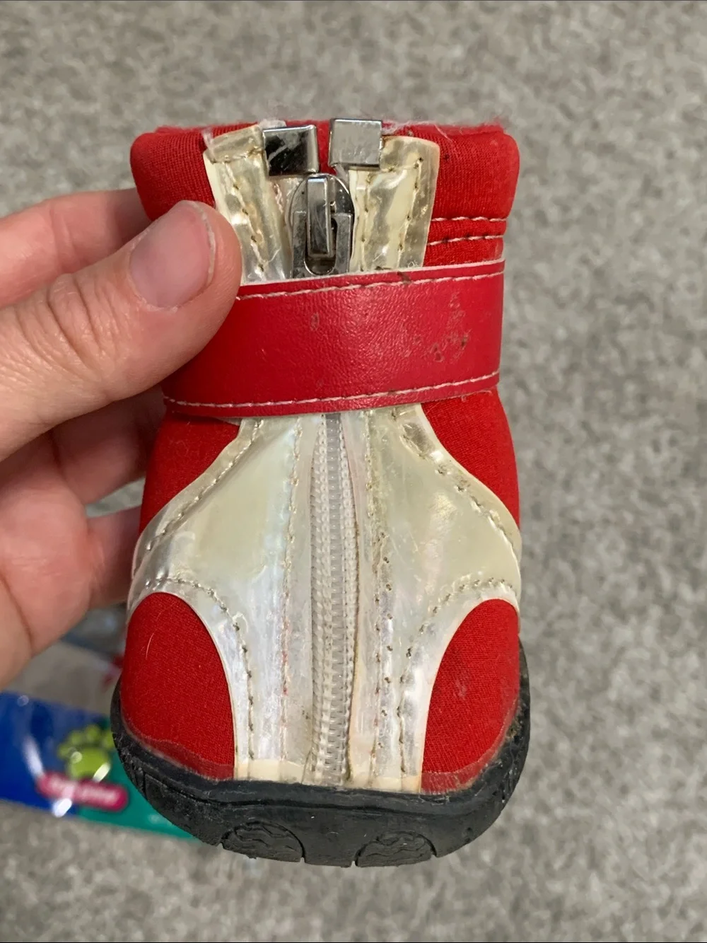 Top Paw Red and White Hard Sole Dog Boots with Glow in the Dark Panels
